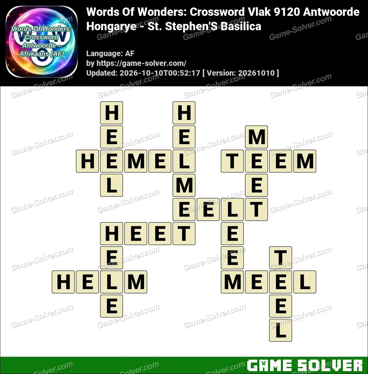 Words Of Wonders: Crossword Vlak 9120 Antwoorde – Hongarye – St. Stephen’S Basilica